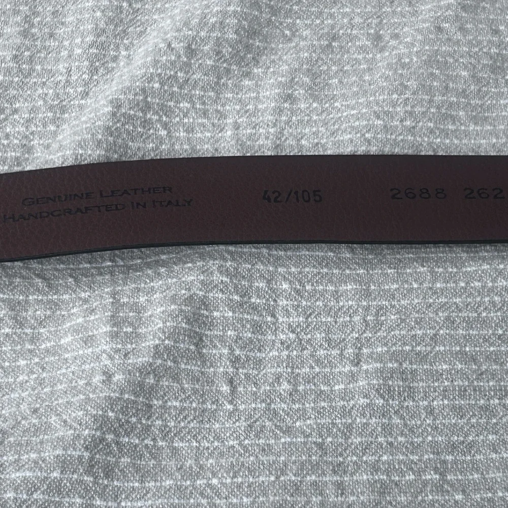 Genuine Italian Leather Belt Made in Italy Brown Slim Casual Dress Classic Sz 42